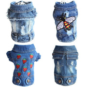 Denim Cat Clothes - Casual Western Style