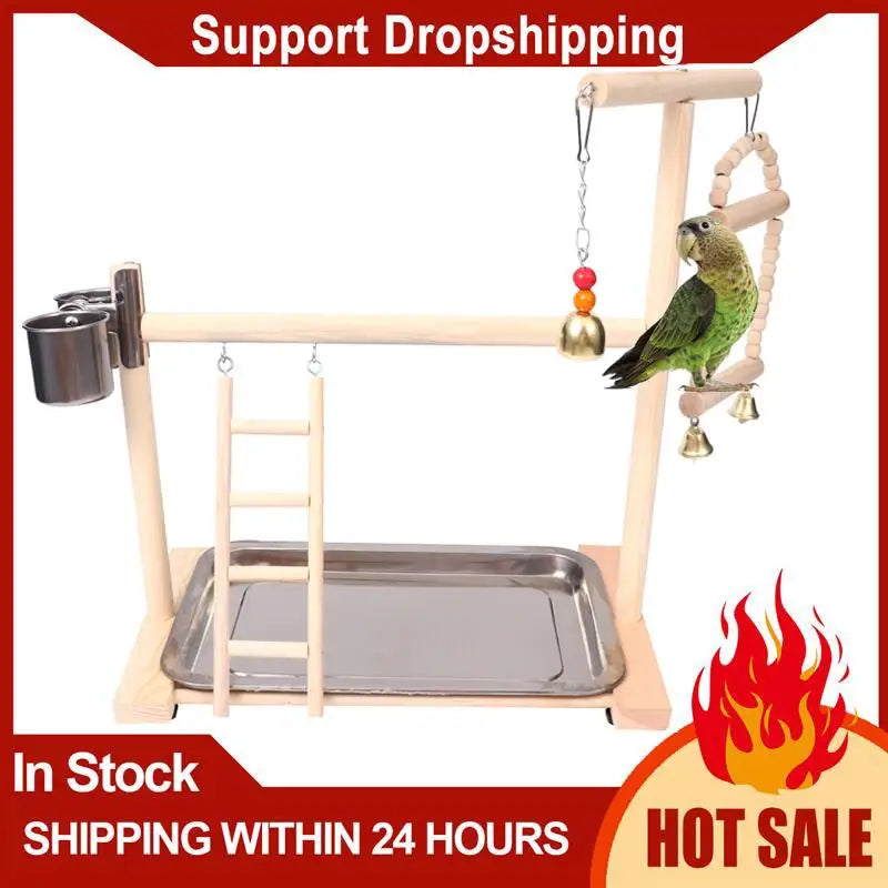Wood & Rope Birds Toy - Natural Chewing Perch