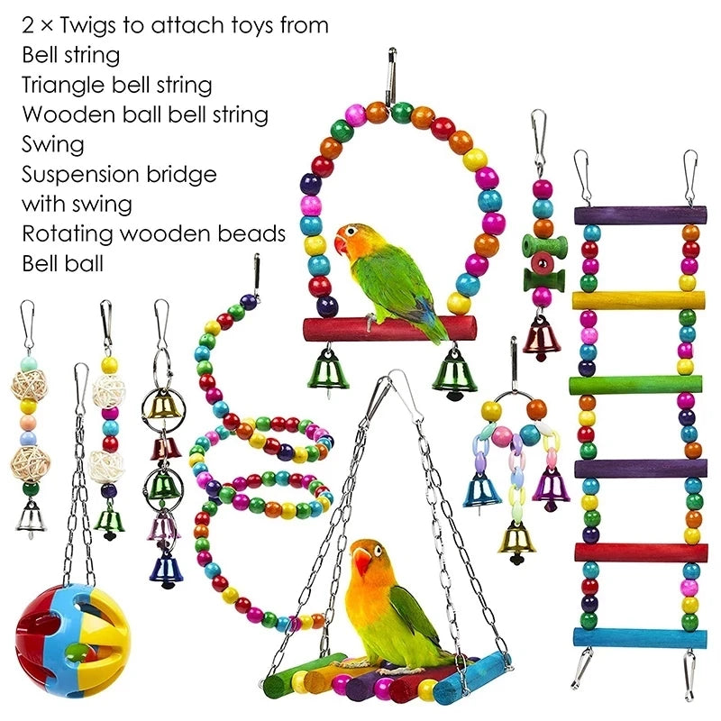 10pcs Bird Toys Chewable Parrot Set - Variety Pack