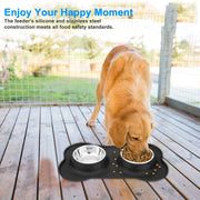Stainless Steel Double Pet Bowl - Non-Skid Silicone Mat