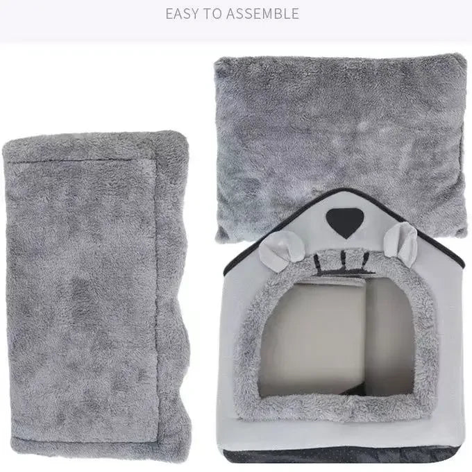 Foldable Deep Sleep Pet Bed - Coral Fleece Comfort