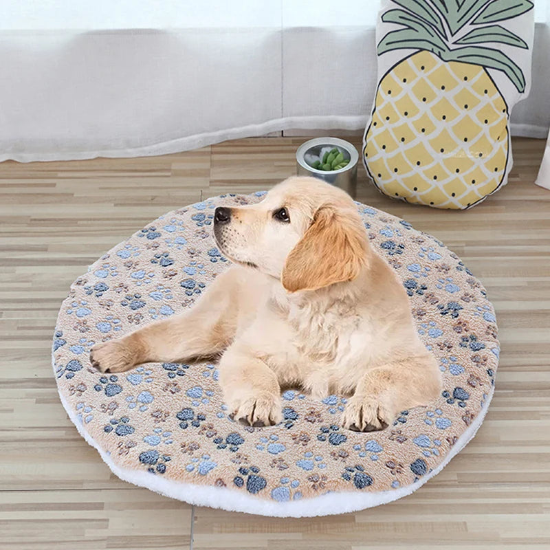 Double-Sided Round Dog Bed Mat - Reversible Comfort