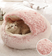 Soft Plush Round Cat Bed - Cozy Nesting Design