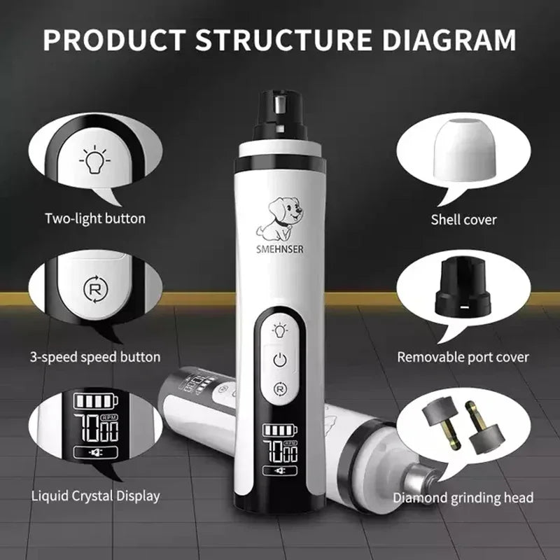 Electric Pet Nail Grinder - Safe Painless Trimming
