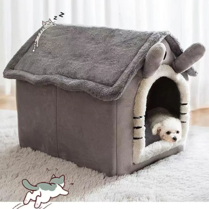 Foldable Deep Sleep Pet Bed - Coral Fleece Comfort