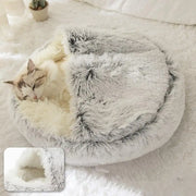 Soft Plush Round Cat Bed - Cozy Nesting Design