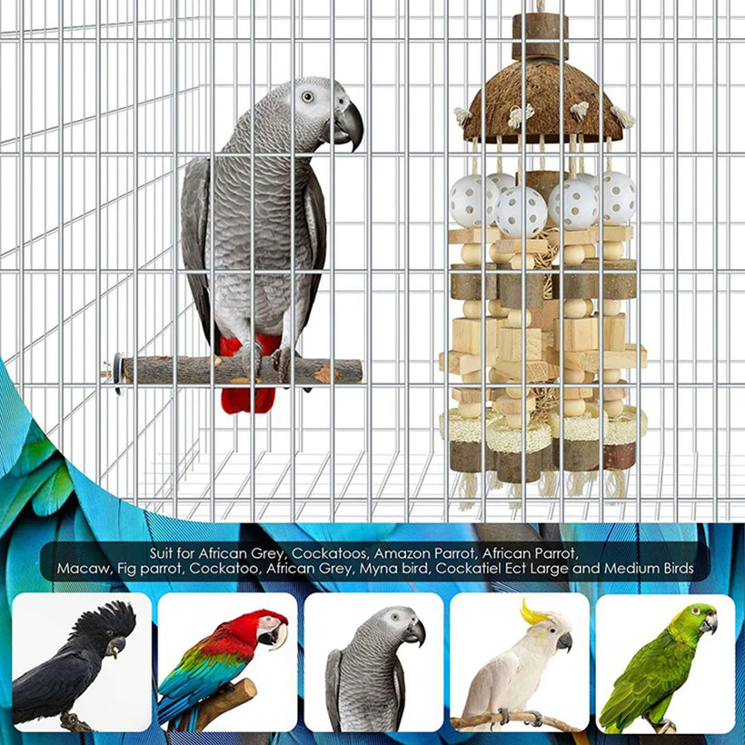 Natural Wooden Blocks Bird Chewing Toy - Beak Exercise
