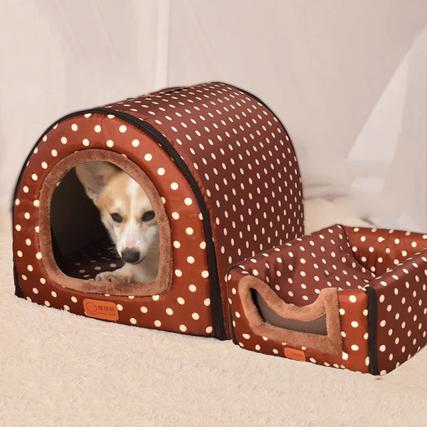 Comfortable Print Foldable Pet Bed - Washable Coral Fleece