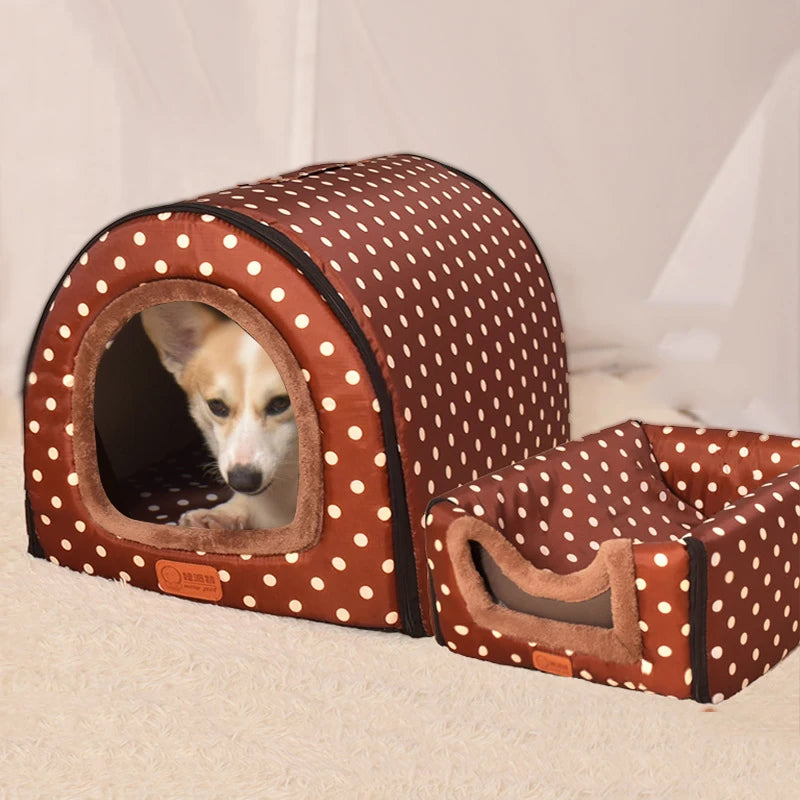 Comfortable Print Foldable Pet Bed - Washable Coral Fleece