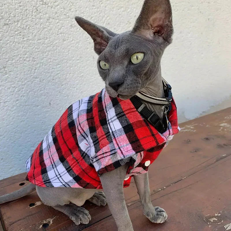 Plaid Cat Shirt - Classic Checkered Style