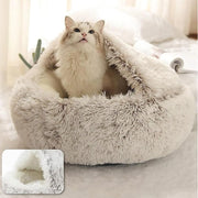 Soft Plush Round Cat Bed - Cozy Nesting Design