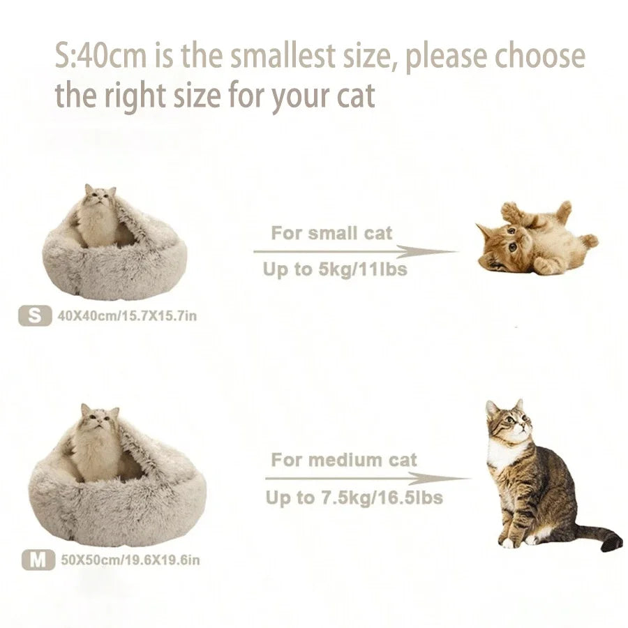 Soft Plush Round Cat Bed - Cozy Nesting Design