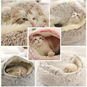 Soft Plush Round Cat Bed - Cozy Nesting Design