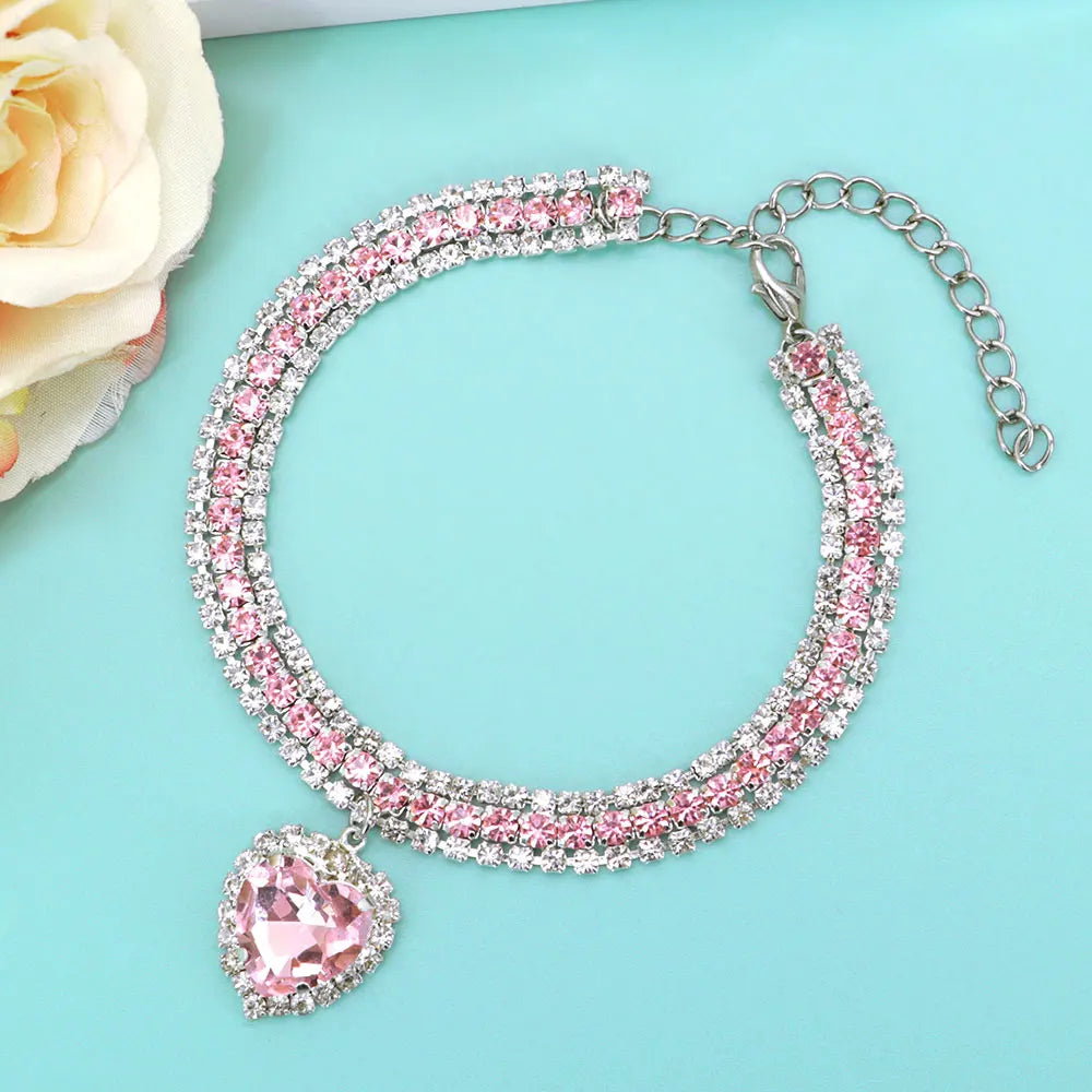 Crystal Pendant Pet Collar - Elegant Rhinestone Design